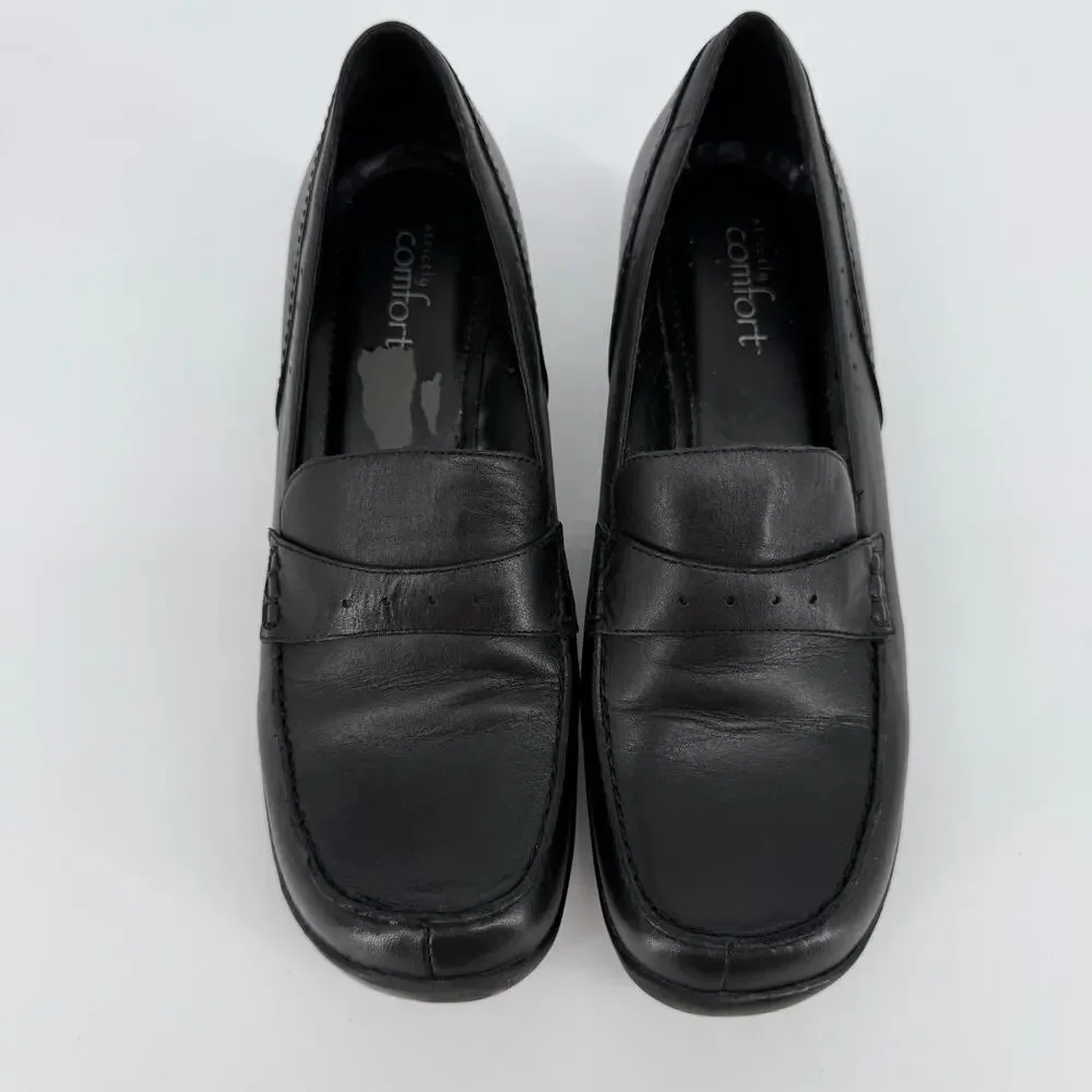 Strictly Comfort Shoes Women Size 10 Chunky Square Toe Loafers Leather 90s - Picture 4 of 9